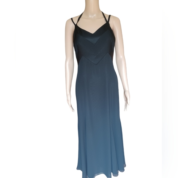 Gillian Womens Sleeveless Flowing Black Maxi Dress Semisheer V Neck Size 4 - Picture 4 of 11